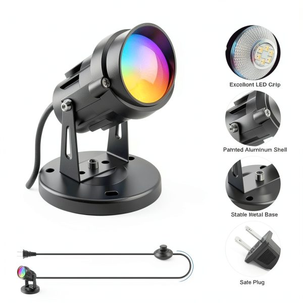RGBW 6W Color-Change Spot Lights FZWLE Remote 16-Color Uplight 2-Pack-5