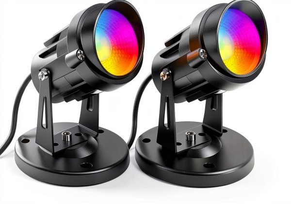 RGBW 6W Color-Change Spot Lights FZWLE Remote 16-Color Uplight 2-Pack-0