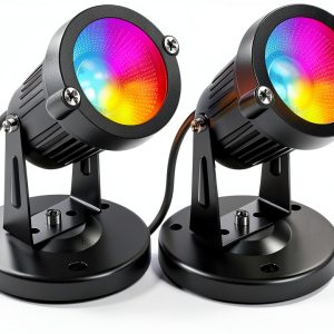 FZWLE Christmas Spot Lights Indoor 5W RGBW Uplighting 2-Pack with Base-0