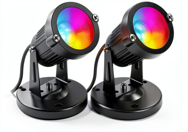 FZWLE Christmas Spot Lights Indoor 5W RGBW Uplighting 2-Pack with Base-0