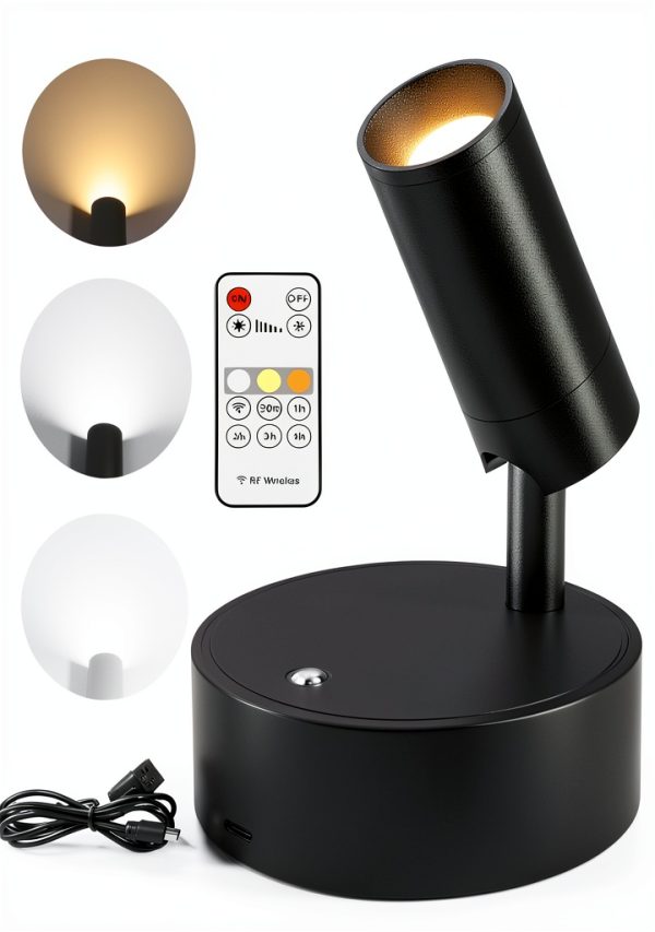 Spotlights Indoor Rechargeable 350° Rotating Spot Light TaoFiaCo Black-0